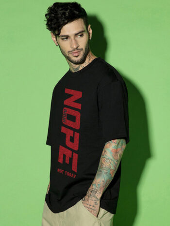 Typography Printed Oversized Pure Cotton T-shirt