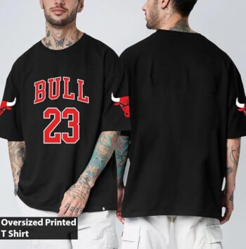 Mens Black Cotton Graphic Printed Oversized t Shirt