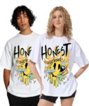 Couple Men's & Women's Cotton Oversized Loose Fit Printed T-Shirts (Pack of 2)