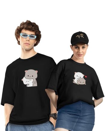 Impryo Couple T-Shirts Cotton | Oversized Tshirt for Men Women Love (Set of 2