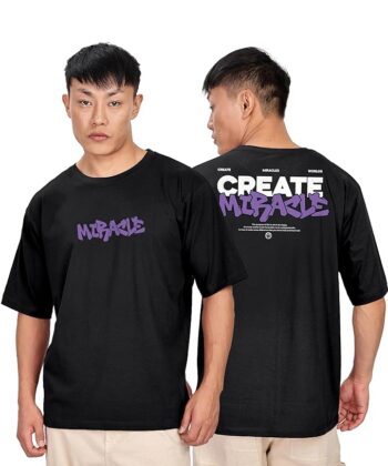 Men's Oversized 100% Cotton Round Neck Front and Back Printed Tshirt
