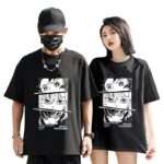 Impryo  Couple Tshirts for Couples | Printed Anime Oversized T-Shirts for Men and Women | Men's and Women's Round Neck T-Shirt