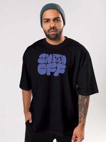 Typography Printed Cotton Drop-Shoulder Sleeves Oversized Plus Size T-shirt